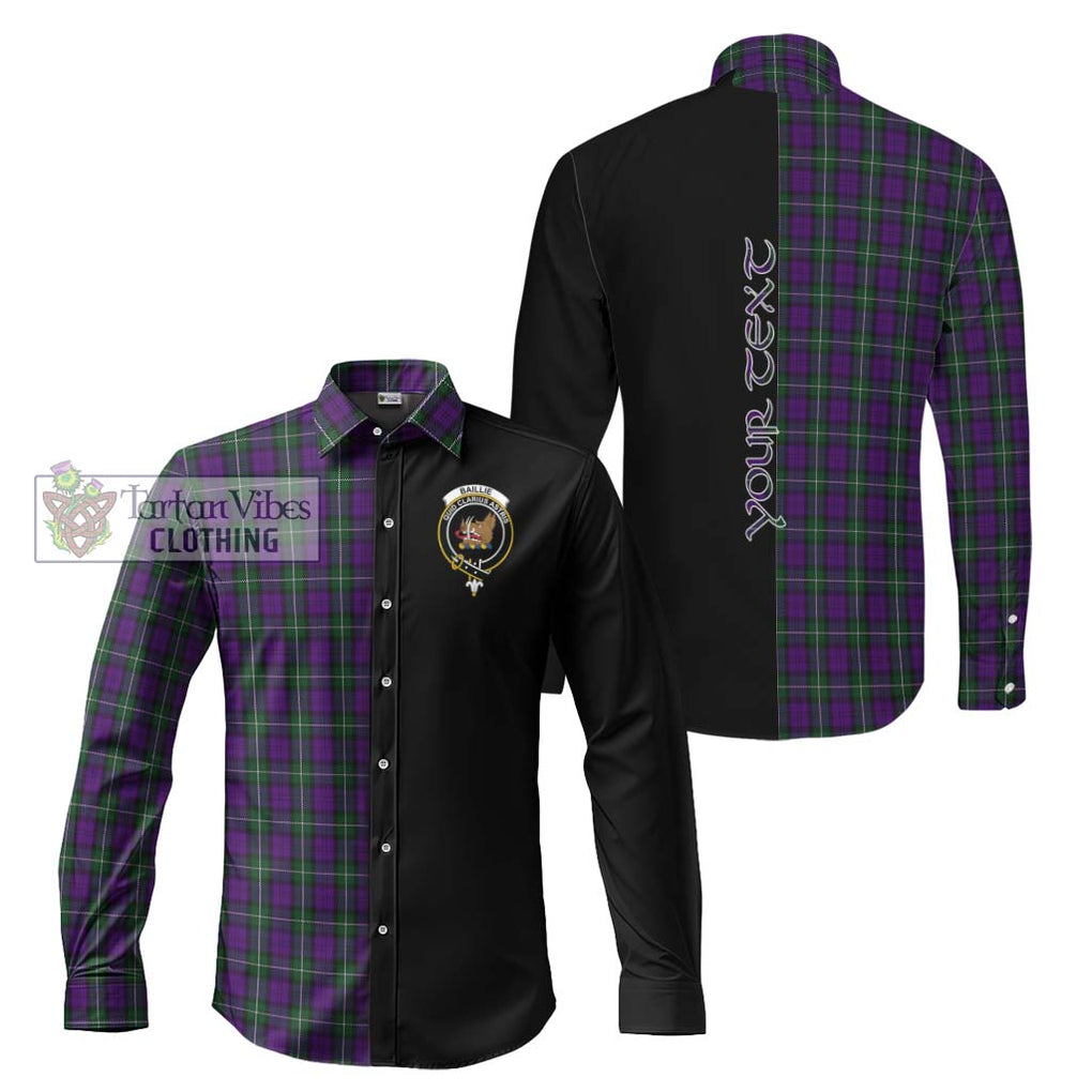 Baillie Highland Society Tartan Long Sleeve Button Shirt with Family Crest and Half Of Me Style Men's Shirt S - Tartanvibesclothing Shop