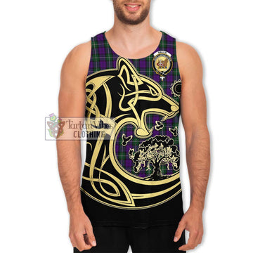 Baillie Highland Society Tartan Men's Tank Top with Family Crest Celtic Wolf Style Men - Tartan Vibes Clothing