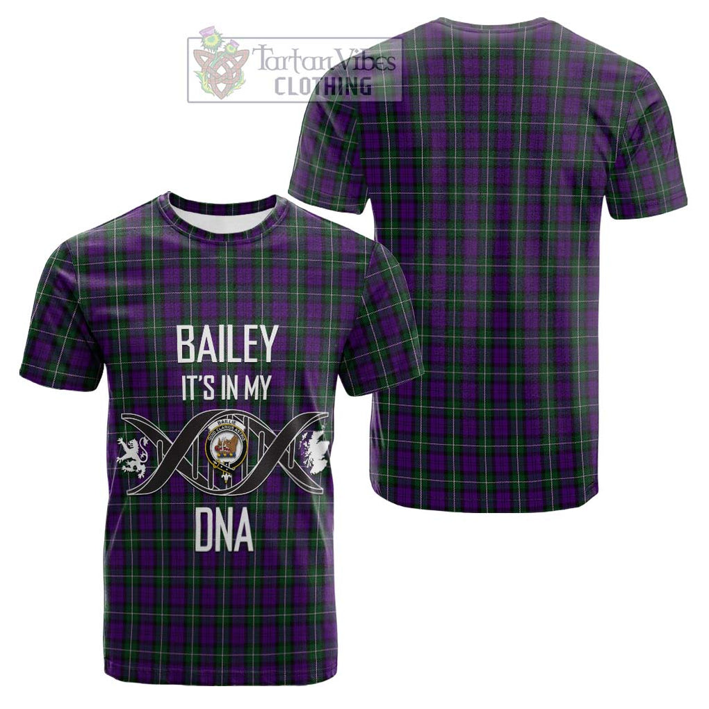 Tartan Vibes Clothing Baillie Highland Society Tartan Cotton T-shirt with Family Crest DNA In Me Style
