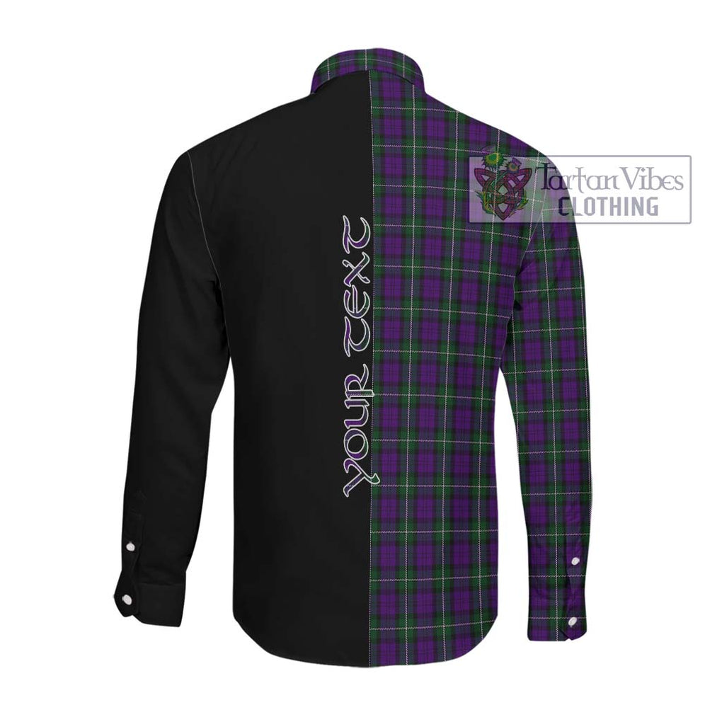 Baillie Highland Society Tartan Long Sleeve Button Shirt with Family Crest and Half Of Me Style Men's Shirt - Tartanvibesclothing Shop