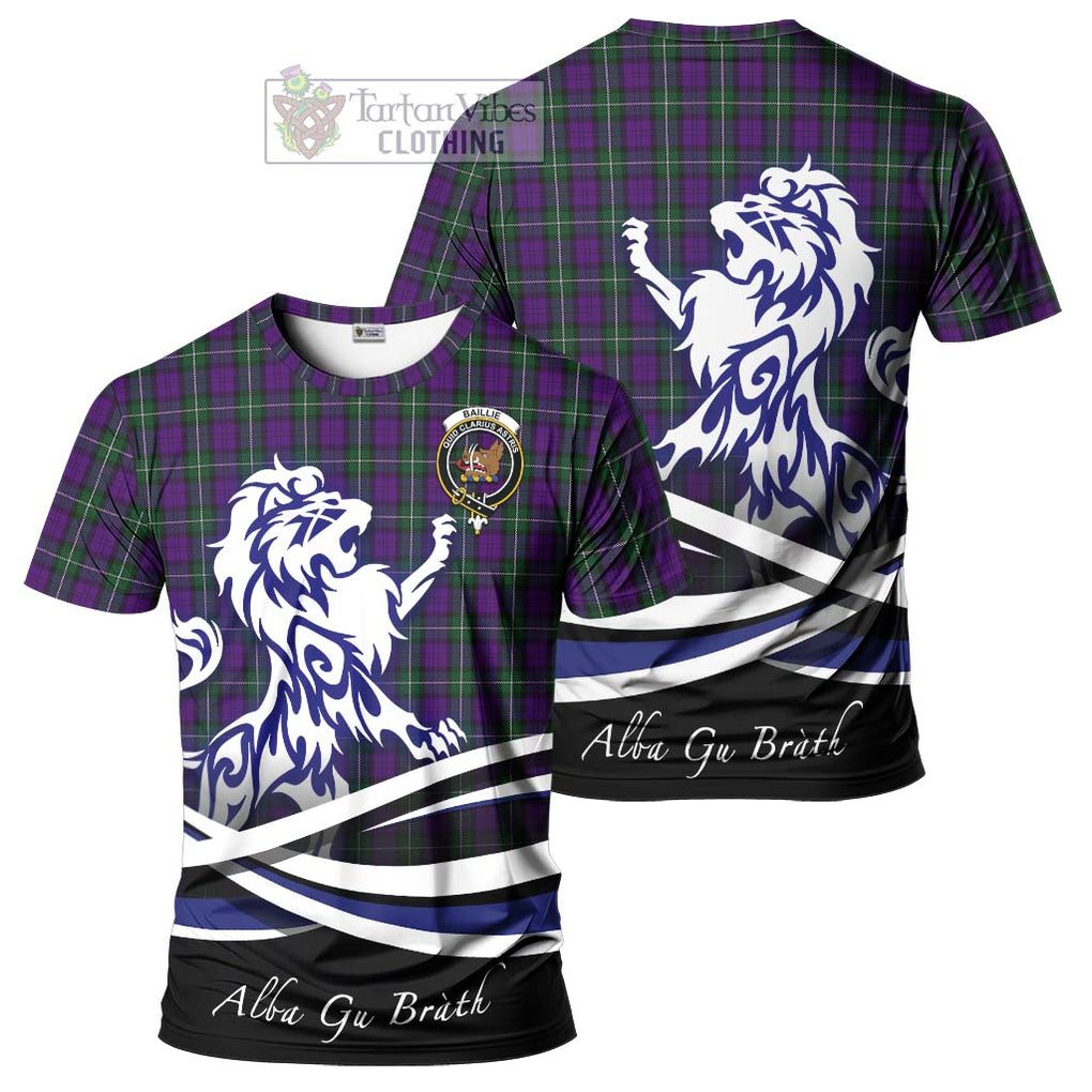 Tartan Vibes Clothing Baillie Highland Society Tartan Cotton T-shirt with Alba Gu Brath Regal Lion Emblem