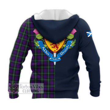 Baillie Highland Society Tartan Knitted Hoodie Alba with Scottish Lion Royal Arm Half Style - Tartan Vibes Clothing