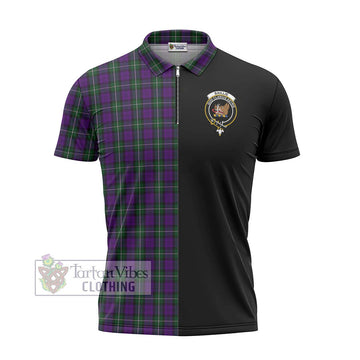 Baillie Highland Society Tartan Zipper Polo Shirt with Family Crest and Half Of Me Style - Tartan Vibes Clothing