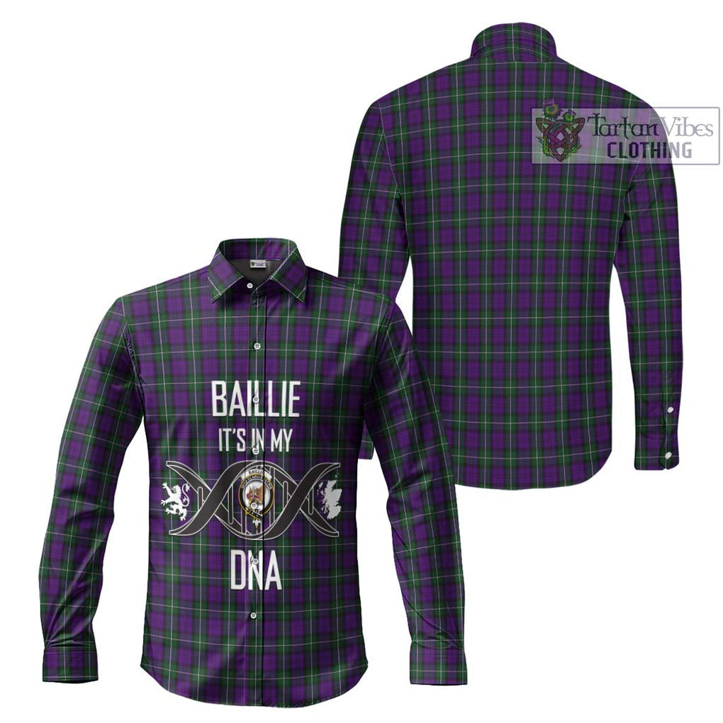 Baillie Highland Society Tartan Long Sleeve Button Shirt with Family Crest DNA In Me Style Men's Shirt - Tartanvibesclothing Shop