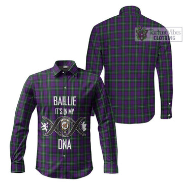 Baillie Highland Society Tartan Long Sleeve Button Shirt with Family Crest DNA In Me Style Men's Shirt - Tartanvibesclothing Shop