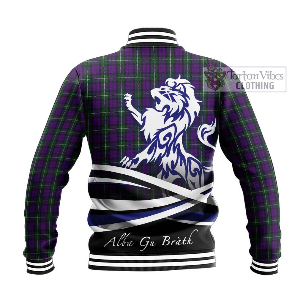Baillie Highland Society Tartan Baseball Jacket with Alba Gu Brath Regal Lion Emblem - Tartan Vibes Clothing