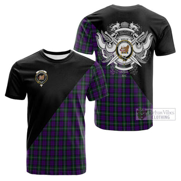 Baillie Highland Society Tartan Cotton T-shirt with Family Crest and Military Logo Style