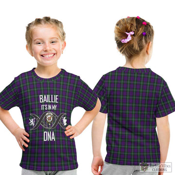Baillie Highland Society Tartan Kid T-Shirt with Family Crest DNA In Me Style - Tartan Vibes Clothing