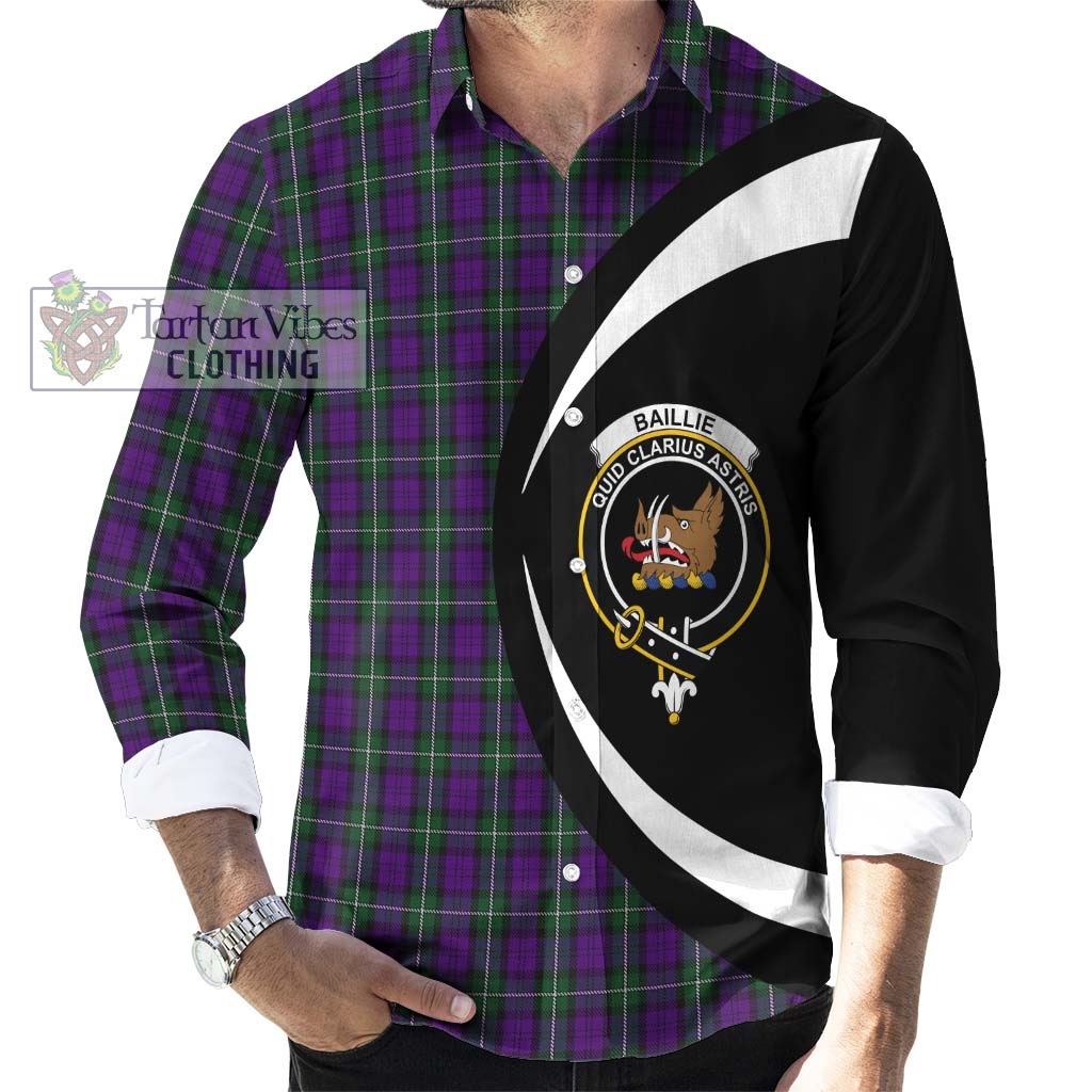 Baillie Highland Society Tartan Long Sleeve Button Up with Family Crest Circle Style - Tartan Vibes Clothing