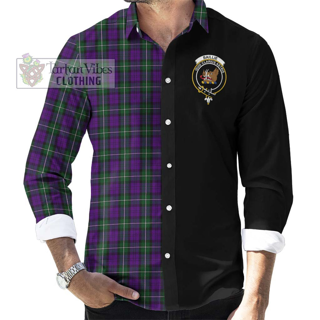 Baillie Highland Society Tartan Long Sleeve Button Shirt with Family Crest and Half Of Me Style - Tartanvibesclothing Shop