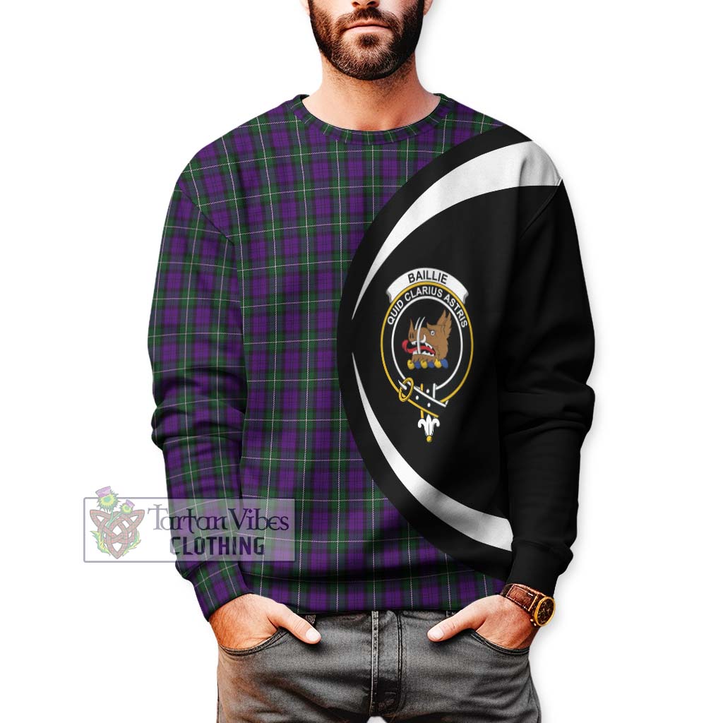 Baillie Highland Society Tartan Sweatshirt with Family Crest Circle Style - Tartan Vibes Clothing