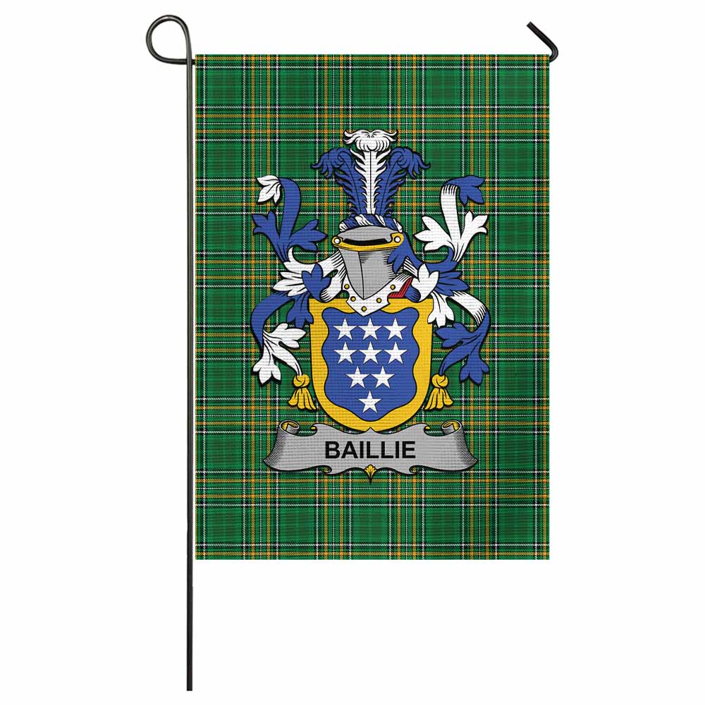 Baillie Irish Clan Tartan Flag with Coat of Arms