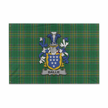 Baillie Irish Clan Tartan House Flag with Coat of Arms
