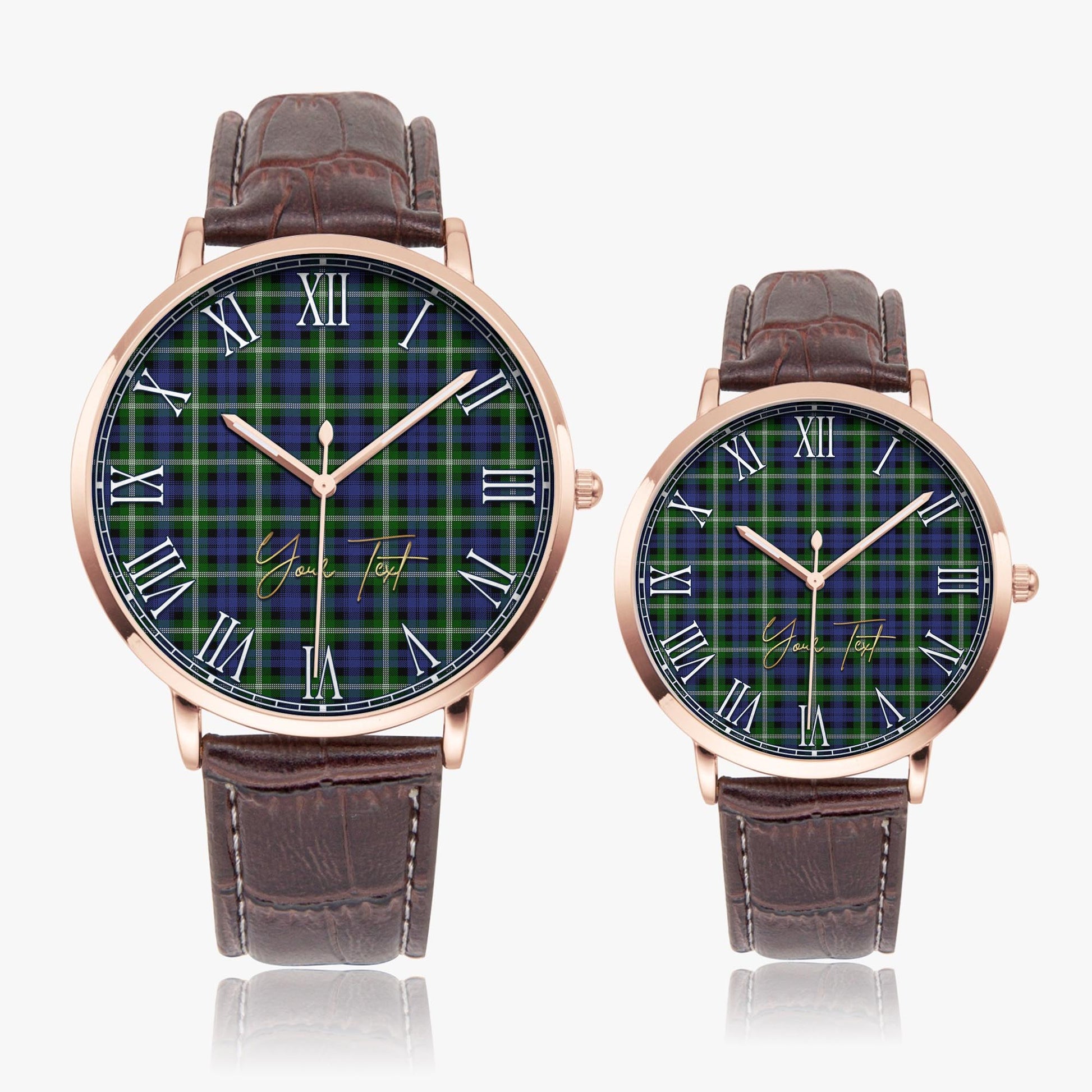 Baillie (Bailey) Tartan Personalized Your Text Leather Trap Quartz Watch - Tartan Vibes Clothing