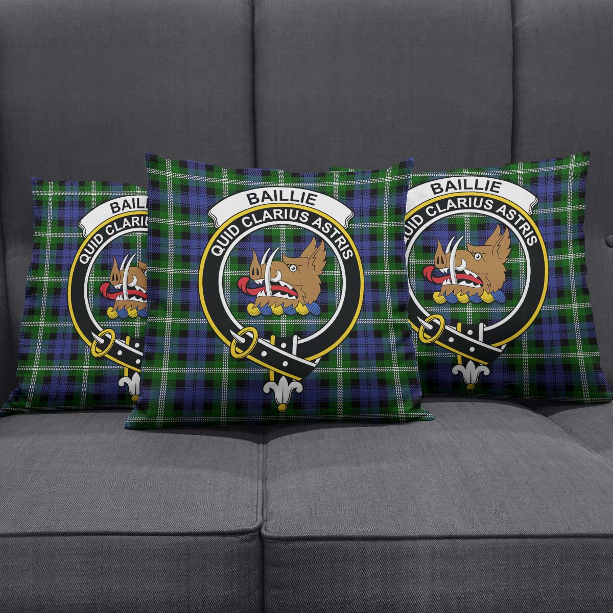 Baillie (Bailey) Tartan Pillow Cover with Family Crest Rectangle Pillow Cover 51*91cm - Tartan Vibes Clothing