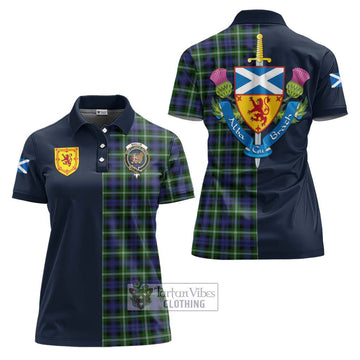 Baillie (Bailey) Tartan Women's Polo Shirt Alba with Scottish Lion Royal Arm Half Style Women - Tartan Vibes Clothing