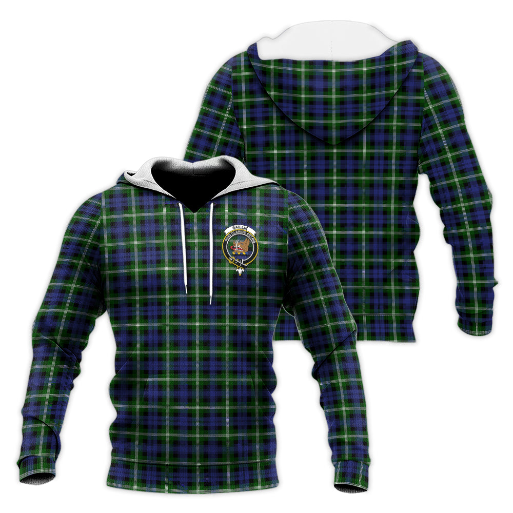 Baillie (Bailey) Tartan Knitted Hoodie with Family Crest Unisex Knitted Pullover Hoodie - Tartan Vibes Clothing