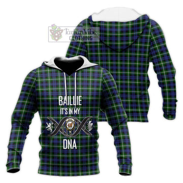 Baillie (Bailey) Tartan Knitted Hoodie with Family Crest DNA In Me Style Unisex Knitted Pullover Hoodie - Tartan Vibes Clothing