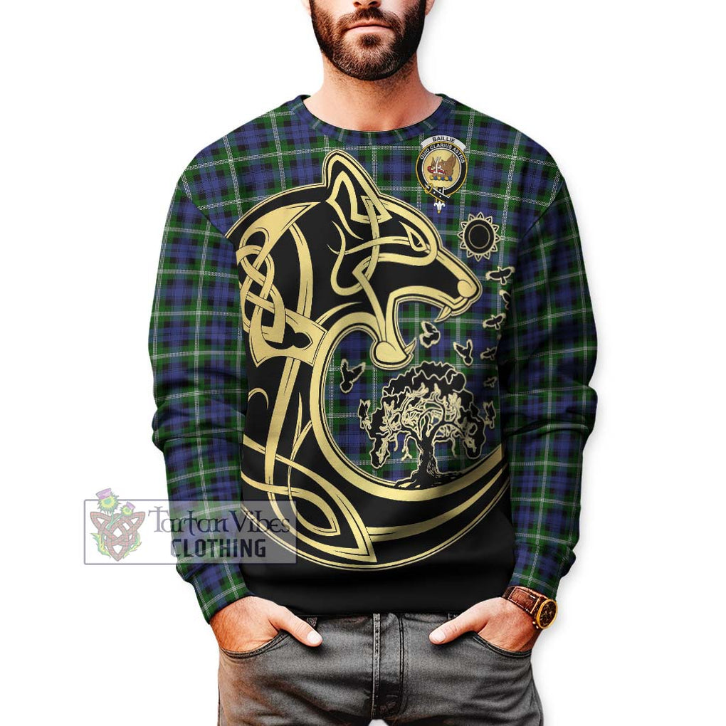 Baillie (Bailey) Tartan Sweatshirt with Family Crest Celtic Wolf Style Unisex - Tartan Vibes Clothing