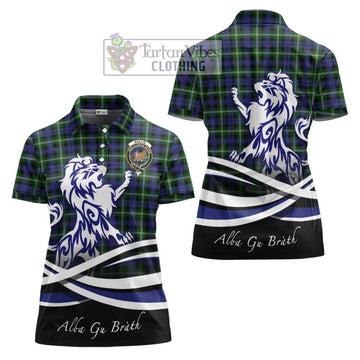 Baillie (Bailey) Tartan Women's Polo Shirt with Alba Gu Brath Regal Lion Emblem Women - Tartan Vibes Clothing