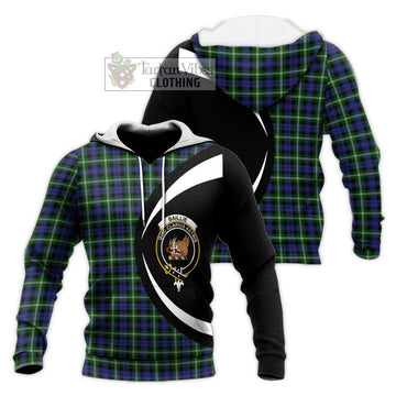 Baillie (Bailey) Tartan Knitted Hoodie with Family Crest Circle Style Unisex Knitted Pullover Hoodie - Tartan Vibes Clothing