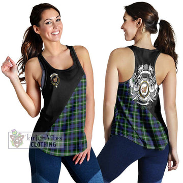 Baillie (Bailey) Tartan Women's Racerback Tanks with Family Crest and Military Logo Style 4XL - Tartan Vibes Clothing