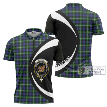 Baillie (Bailey) Tartan Zipper Polo Shirt with Family Crest Circle Style Unisex - Tartan Vibes Clothing