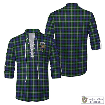 Baillie (Bailey) Tartan Men's Scottish Traditional Jacobite Ghillie Kilt Shirt with Family Crest Men - Tartan Vibes Clothing