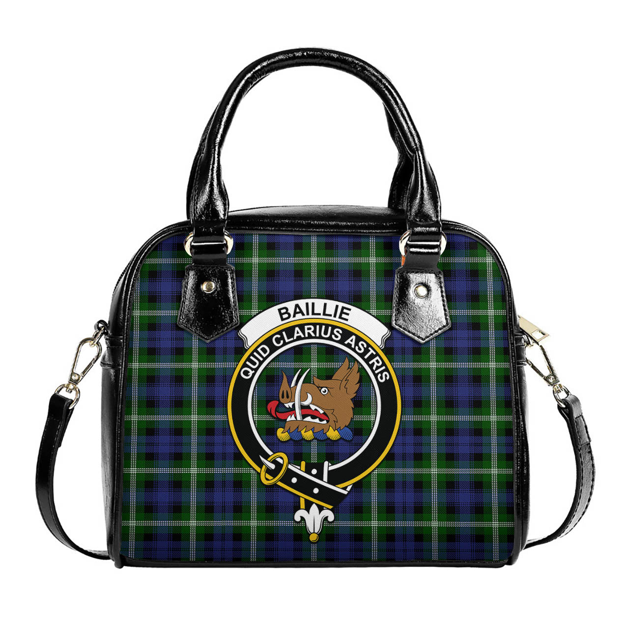 Baillie Modern Tartan Shoulder Handbags with Family Crest One Size 6*25*22 cm - Tartanvibesclothing