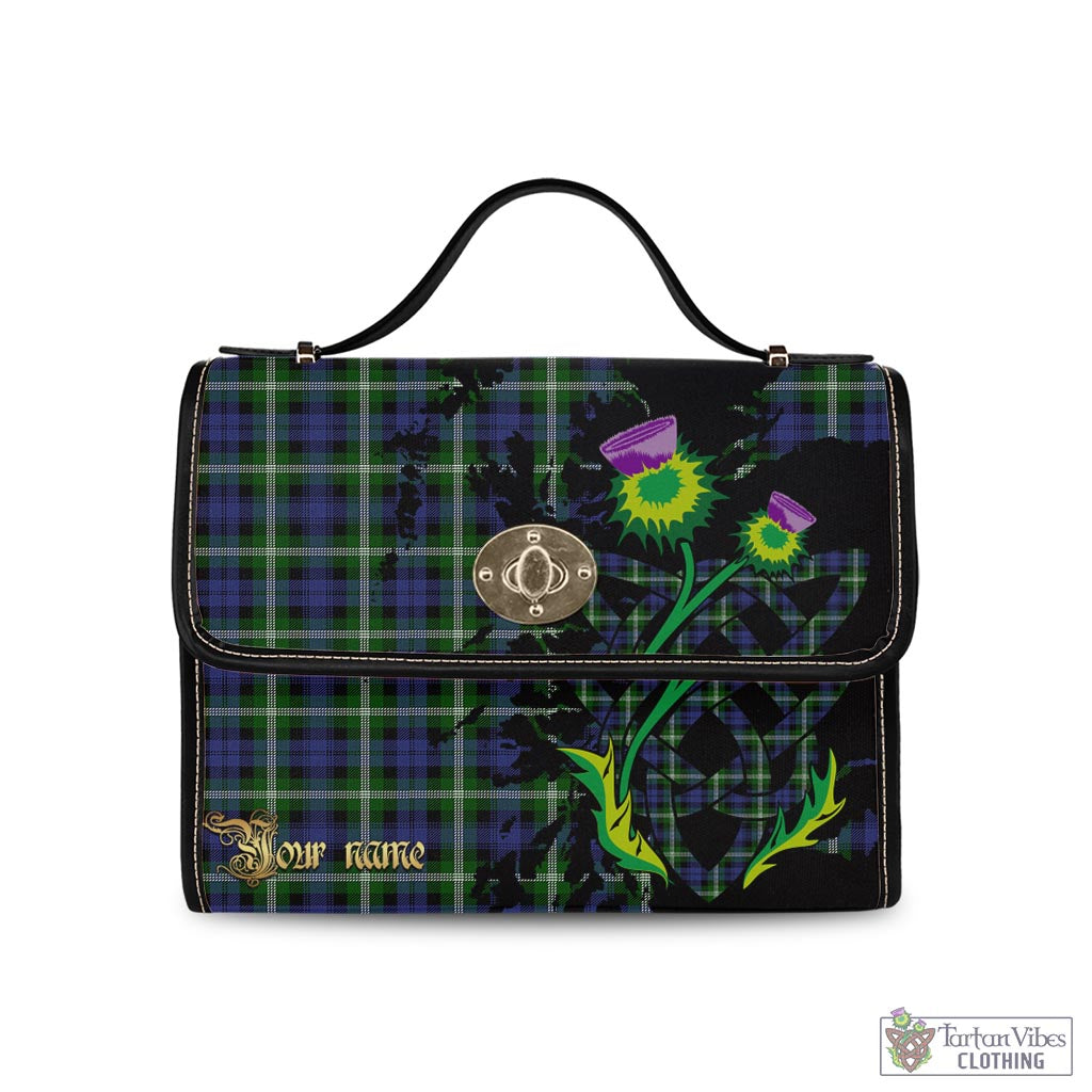 Tartan Vibes Clothing Baillie Modern Tartan Waterproof Canvas Bag with Scotland Map and Thistle Celtic Accents