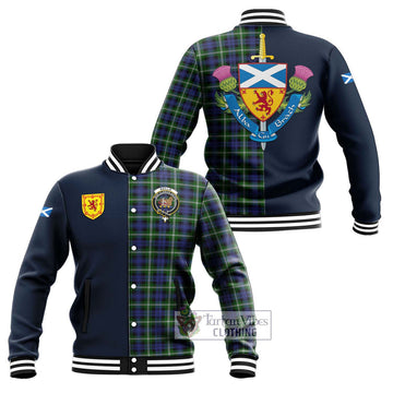 Baillie (Bailey) Tartan Baseball Jacket Alba with Scottish Lion Royal Arm Half Style Unisex - Tartan Vibes Clothing