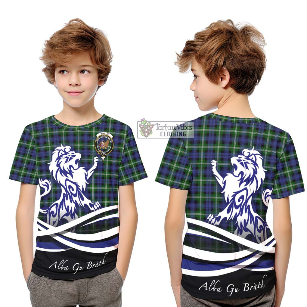 Baillie (Bailey) Tartan Kid T-Shirt with Alba Gu Brath Regal Lion Emblem Youth XL Size14 - Tartan Vibes Clothing