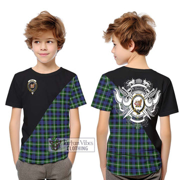 Baillie (Bailey) Tartan Kid T-Shirt with Family Crest and Military Logo Style Youth XL Size14 - Tartan Vibes Clothing