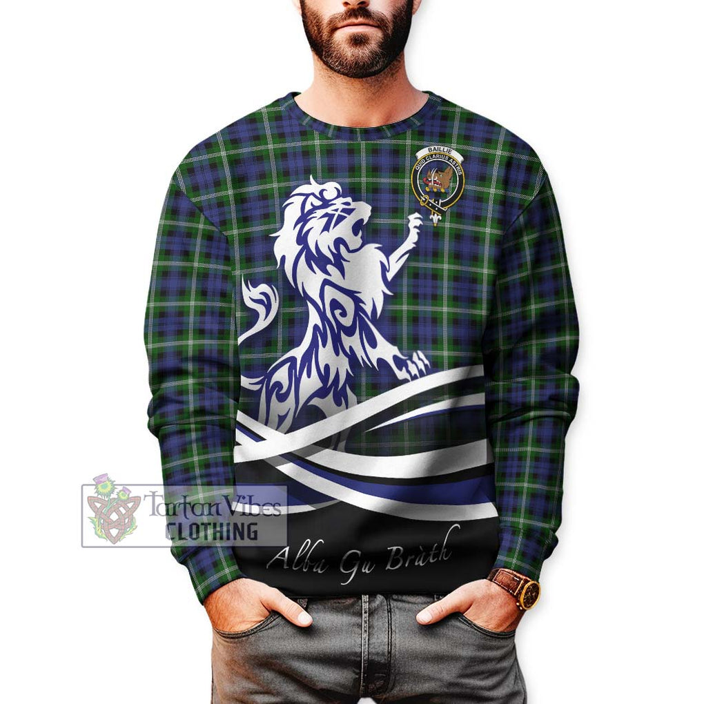 Baillie (Bailey) Tartan Sweatshirt with Alba Gu Brath Regal Lion Emblem Unisex - Tartan Vibes Clothing
