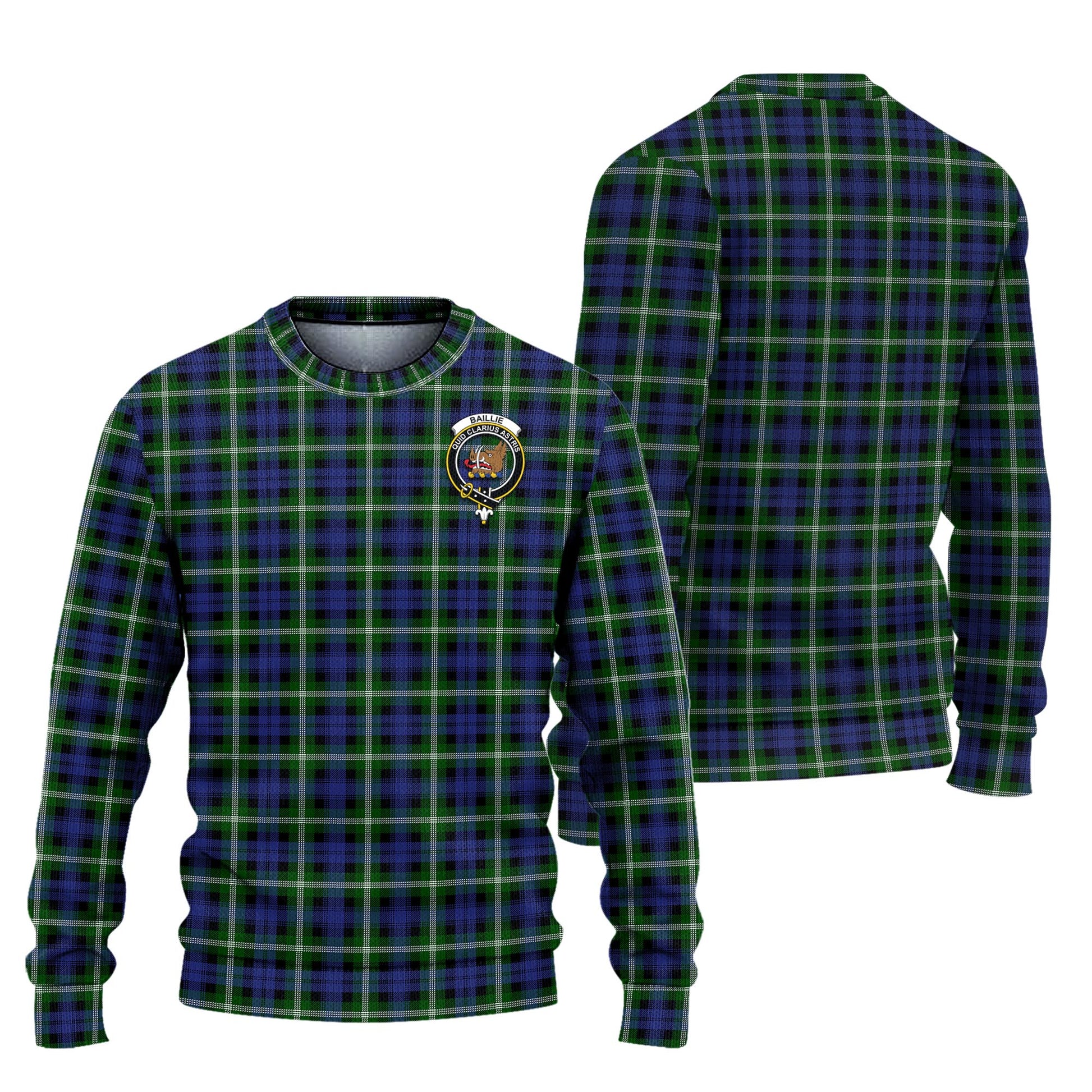 Baillie (Bailey) Tartan Ugly Sweater with Family Crest Unisex - Tartan Vibes Clothing