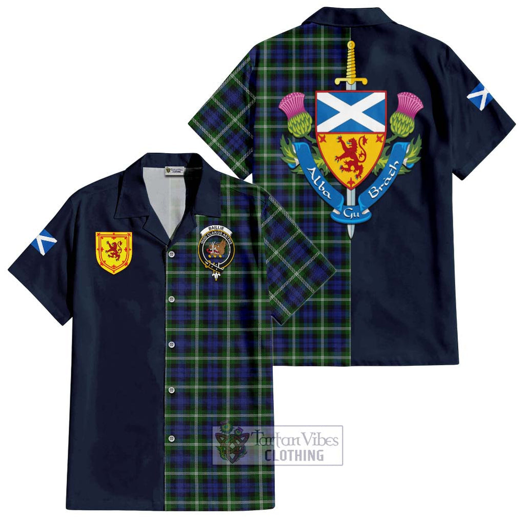 Baillie (Bailey) Tartan Hawaiian Shirt Alba with Scottish Lion Royal Arm Half Style Kid - Tartan Vibes Clothing