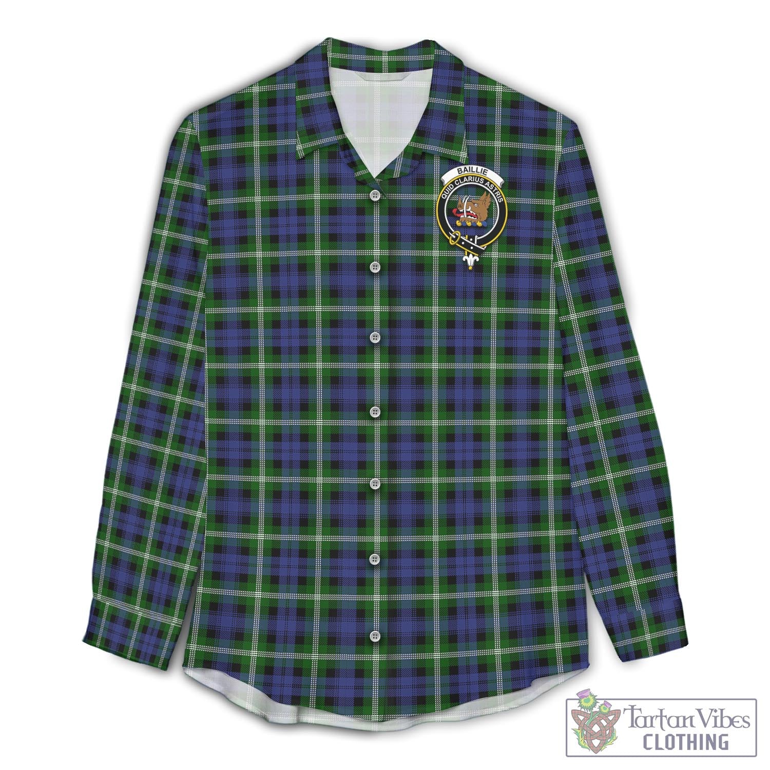 Baillie (Bailey) Tartan Women's Casual Shirt with Family Crest Female - Tartan Vibes Clothing