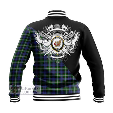 Baillie (Bailey) Tartan Baseball Jacket with Family Crest and Military Logo Style - Tartan Vibes Clothing
