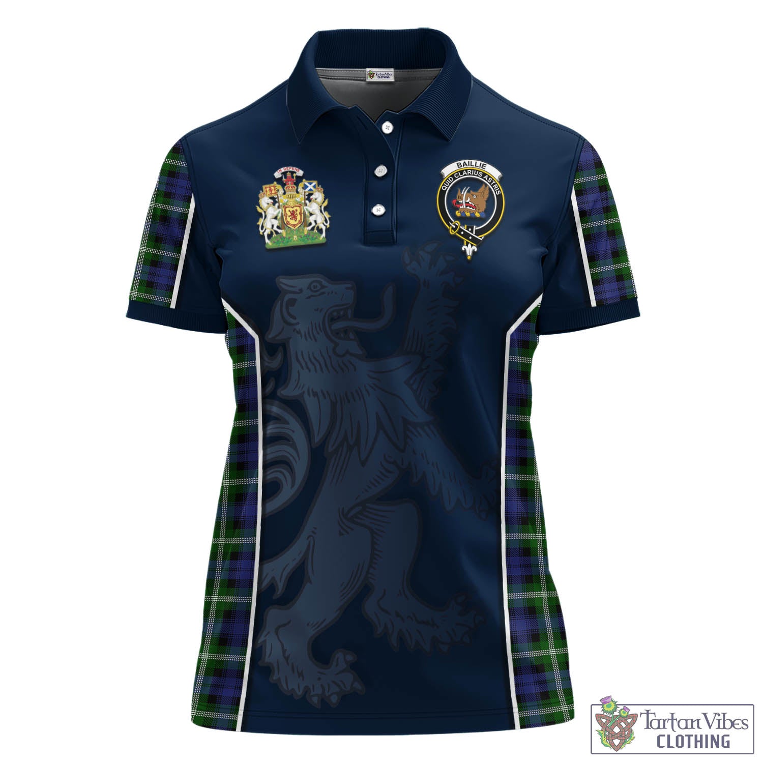 Tartan Vibes Clothing Baillie Modern Tartan Women's Polo Shirt with Family Crest and Lion Rampant Vibes Sport Style