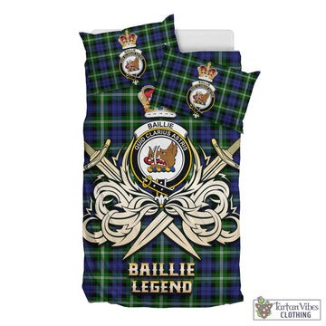 Baillie Modern Tartan Bedding Set with Clan Crest and the Golden Sword of Courageous Legacy