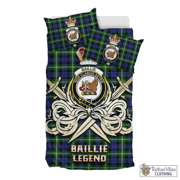 Tartan Vibes Clothing Baillie Modern Tartan Bedding Set with Clan Crest and the Golden Sword of Courageous Legacy