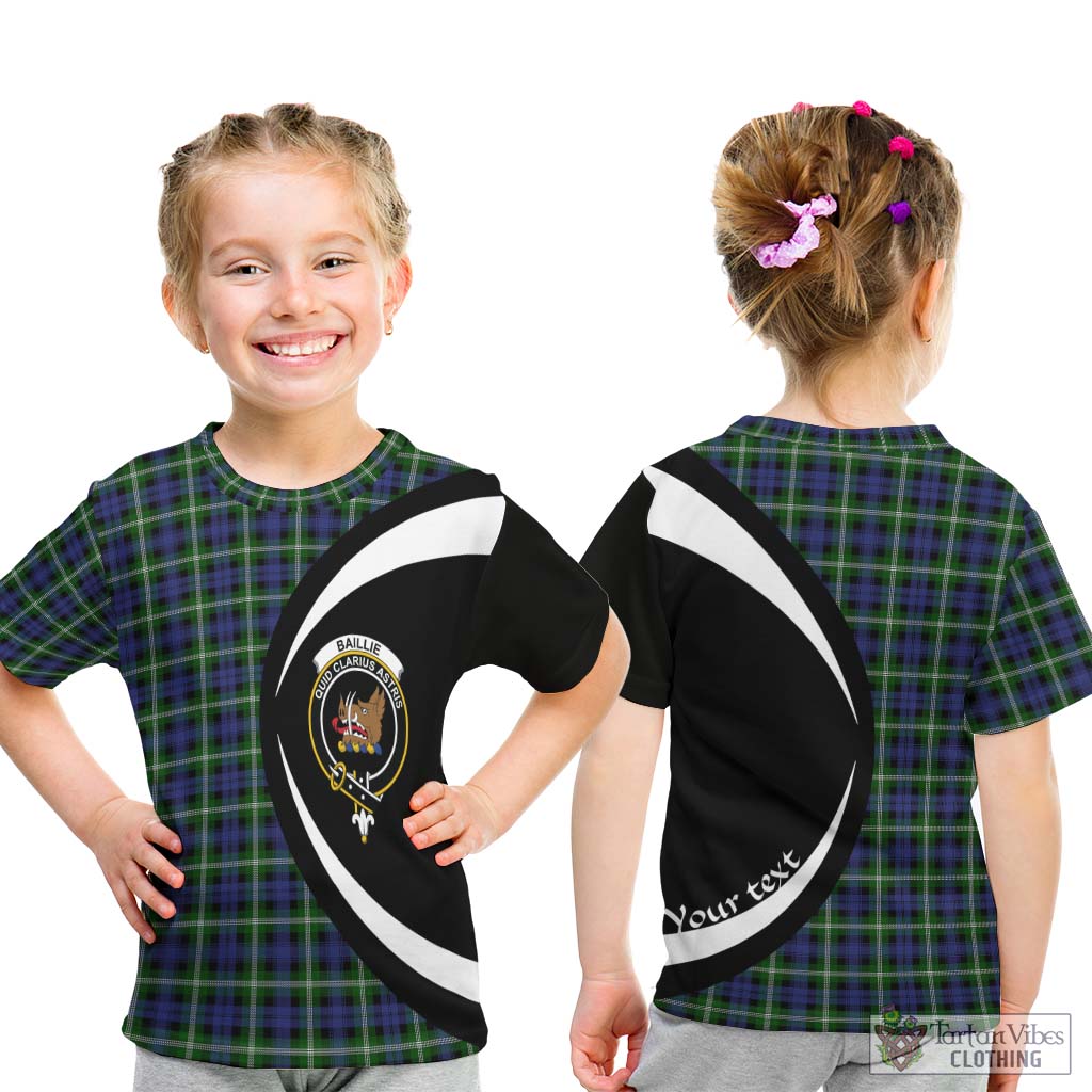 Baillie (Bailey) Tartan Kid T-Shirt with Family Crest Circle Style - Tartan Vibes Clothing