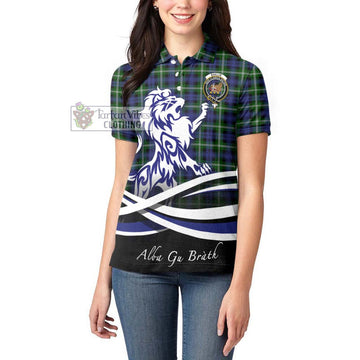 Baillie (Bailey) Tartan Women's Polo Shirt with Alba Gu Brath Regal Lion Emblem - Tartan Vibes Clothing