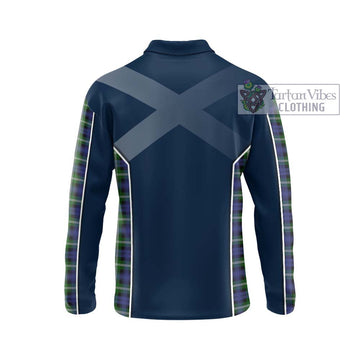 Baillie (Bailey) Tartan Long Sleeve Polo Shirt with Family Crest and Lion Rampant Vibes Sport Style - Tartan Vibes Clothing