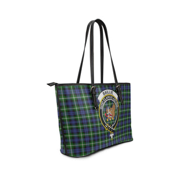 Baillie Modern Tartan Leather Tote Bag with Family Crest
