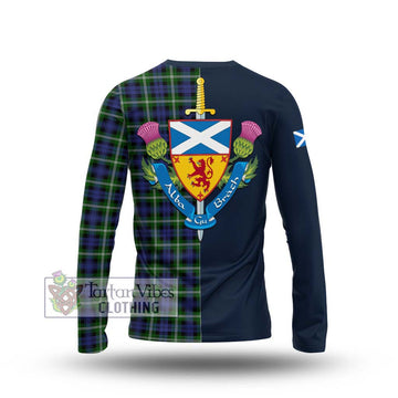 Baillie (Bailey) Tartan Long Sleeve T-Shirt Alba with Scottish Lion Royal Arm Half Style - Tartan Vibes Clothing