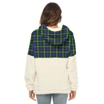 Baillie (Bailey) Tartan Half Style Women's Borg Fleece Hoodie with Half Zip with Family Crest - Tartan Vibes Clothing