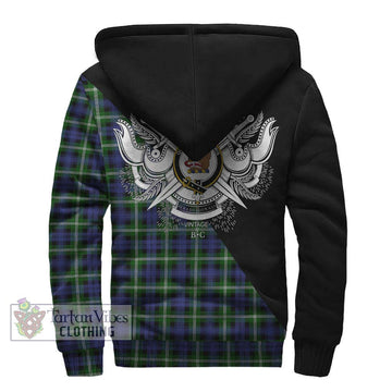 Baillie (Bailey) Tartan Sherpa Hoodie with Family Crest and Military Logo Style - Tartan Vibes Clothing