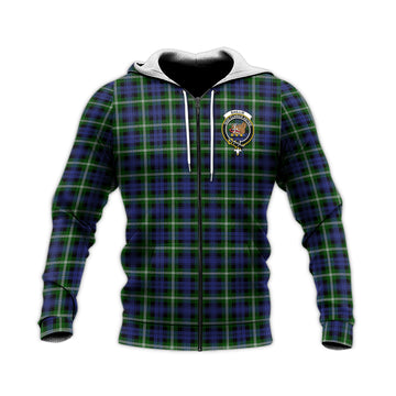 Baillie Modern Tartan Knitted Hoodie with Family Crest
