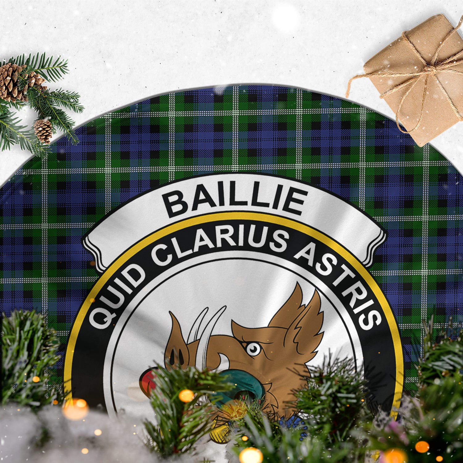Baillie (Bailey) Tartan Christmas Tree Skirt with Family Crest - Tartan Vibes Clothing